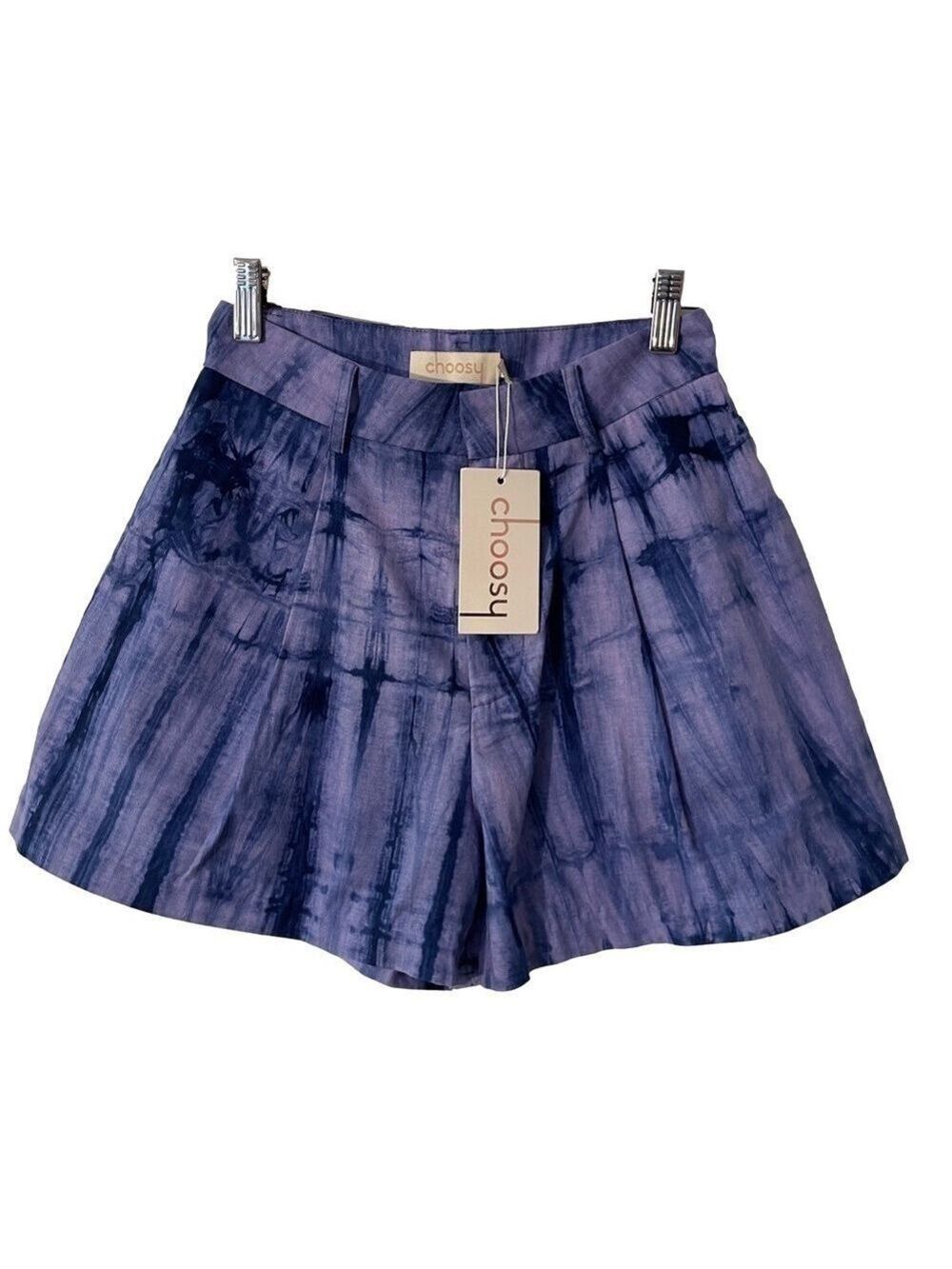 Choosy Women’s High Rise Purple Blue Linen Shorts Size: 0 NWT